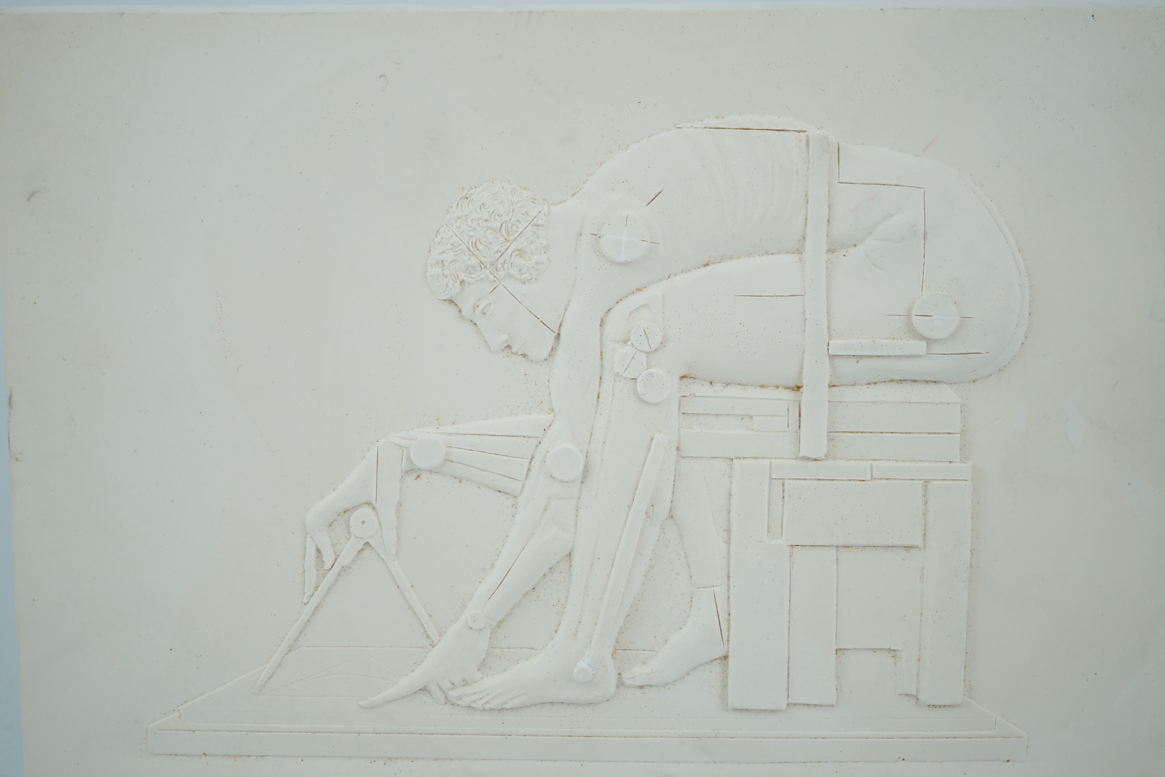 Sir Eduardo Paolozzi (British, 1924-2005), Newton (After Blake), 1994 (Study for the British Library), plaster relief, 15 x 21cm